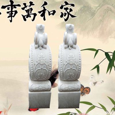汉白玉莲花抱鼓   石雕庭院抱鼓雕塑 