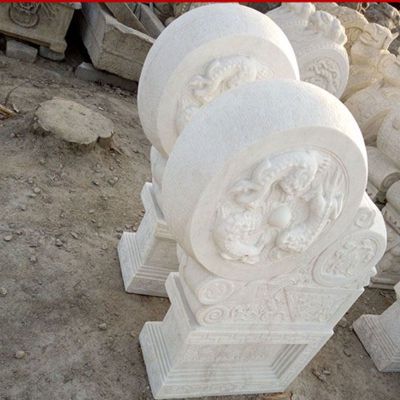 汉白玉龙生九子浮雕门墩门口镇宅抱鼓石