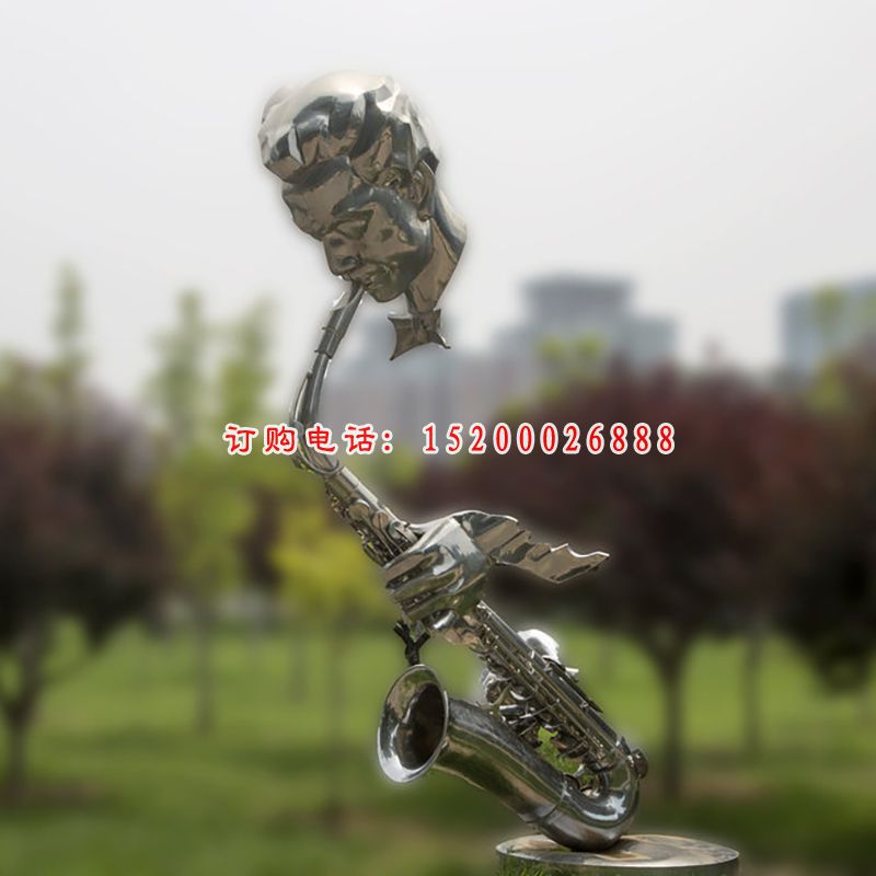 吹萨克斯雕塑，不锈钢创意雕塑