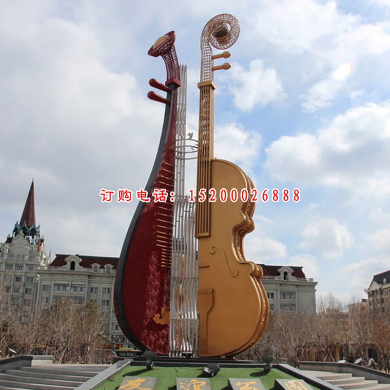 不锈钢抚琴    广场景观雕塑