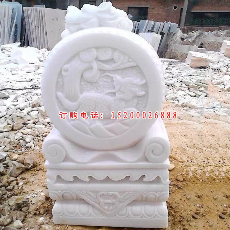 汉白玉石抱鼓，汉白玉狮子门墩 (2)
