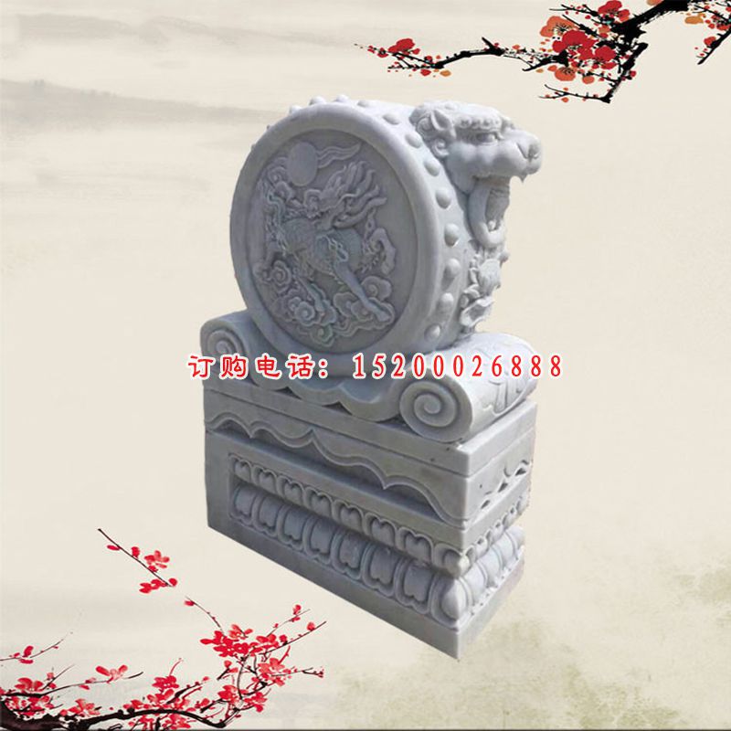 汉白玉石雕门墩，镇宅门墩雕塑