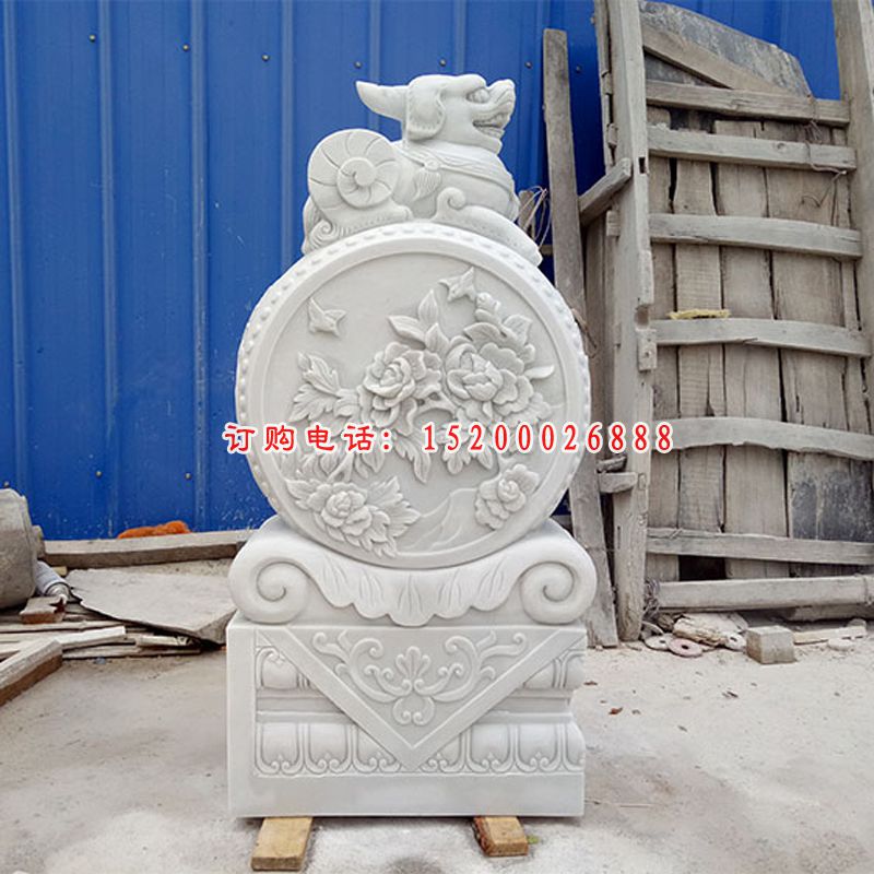 汉白玉石门墩 (18)