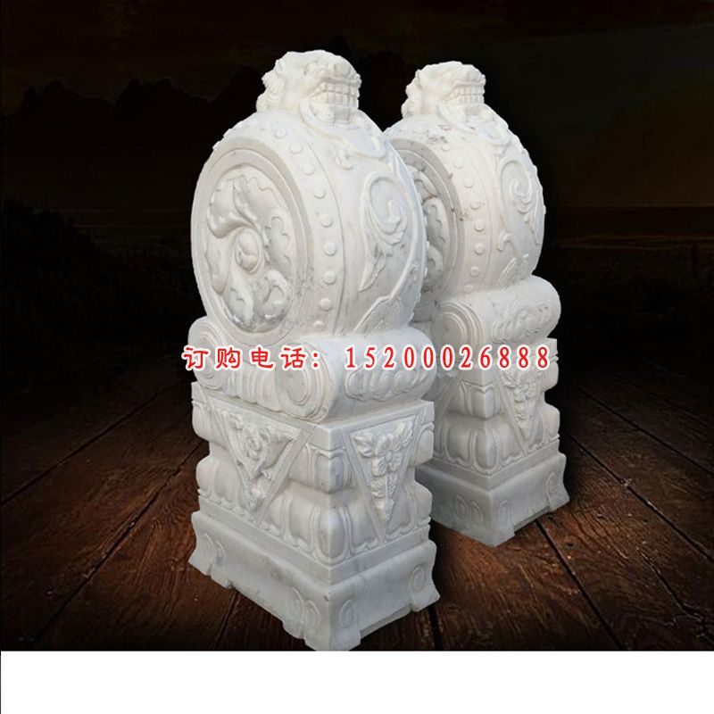 汉白玉石门墩 (21)