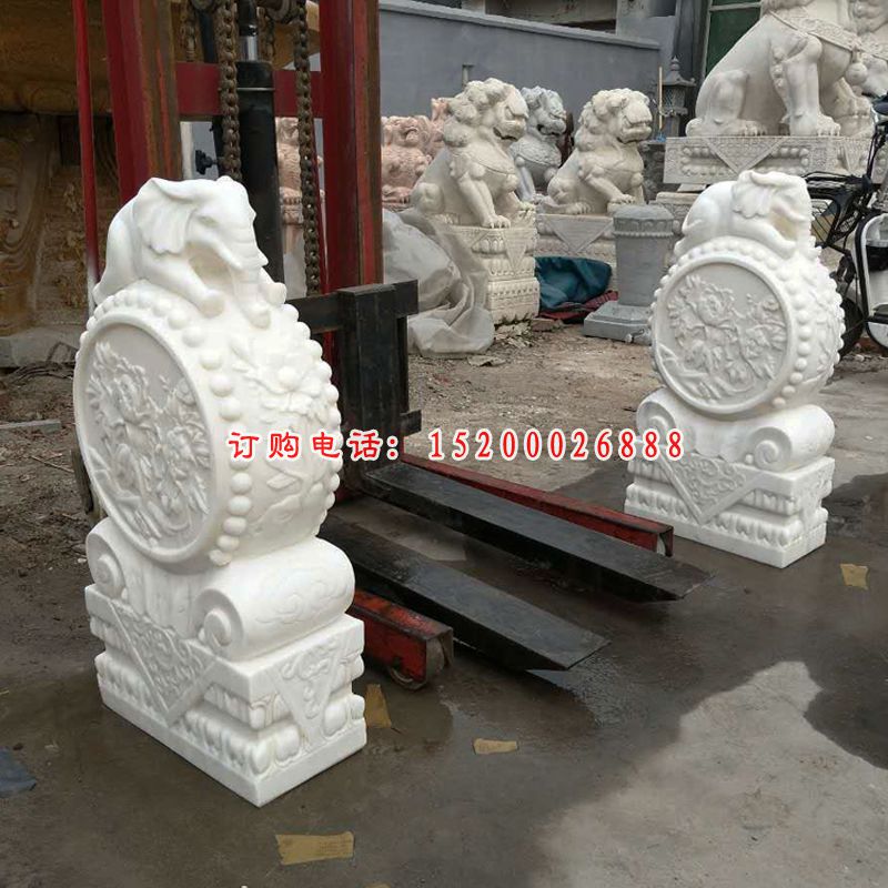 汉白玉镇宅大象门墩石雕门口抱鼓石