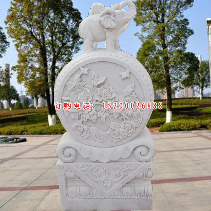 狮子门墩石雕汉白玉抱鼓石 (15)