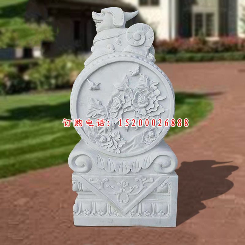 青石荷花抱鼓  石雕公园景观雕塑