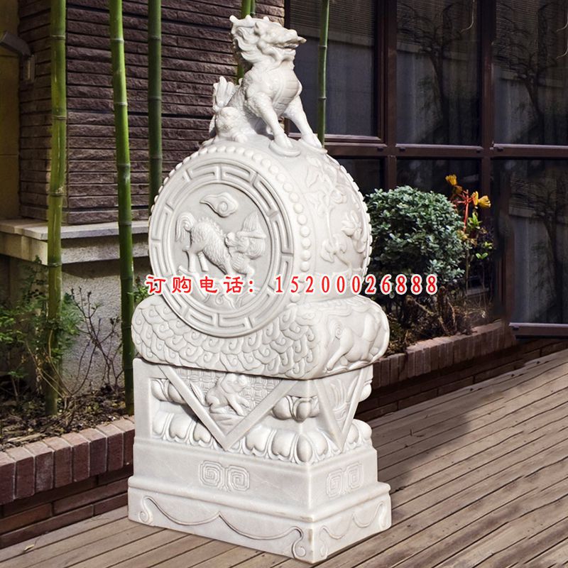 招财抱鼓石，茶楼石门墩