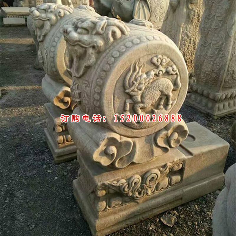 仿古门墩石雕门口抱鼓石 (3)
