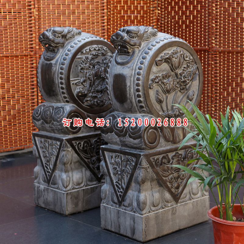 酒店景观石雕，仿古石门墩 (2)