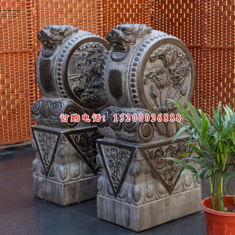 酒店景观石雕，仿古石门墩 (3)