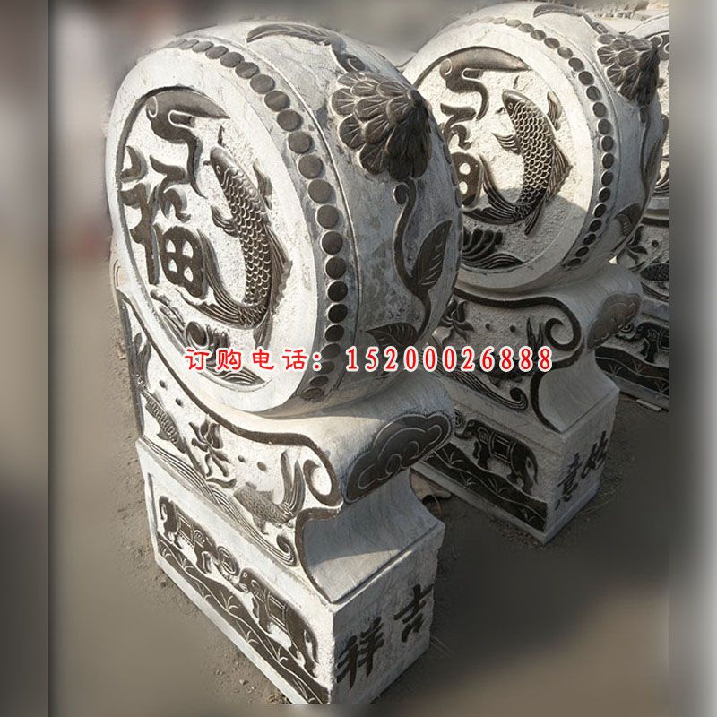 仿古石雕门墩，青石抱鼓 (4)