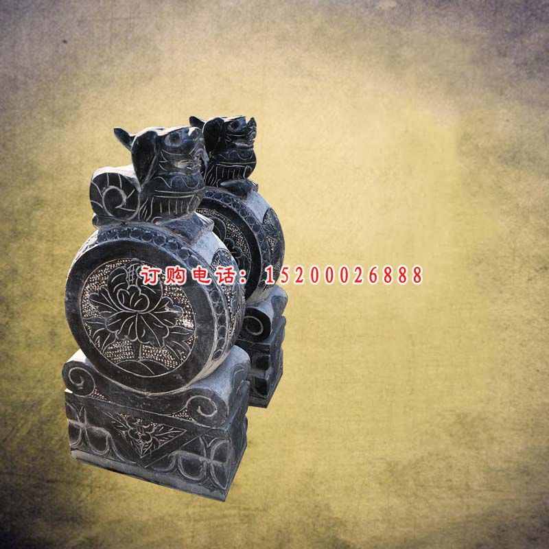 仿古抱鼓石雕塑，镇宅门口雕塑 (2)