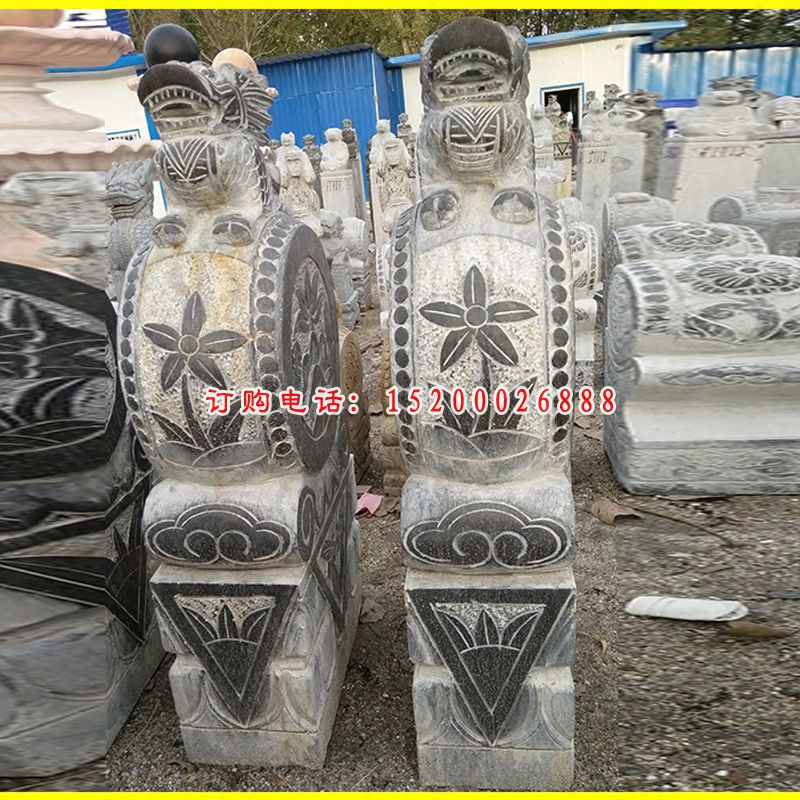 仿古石门墩雕塑，招财景观摆件 (2)