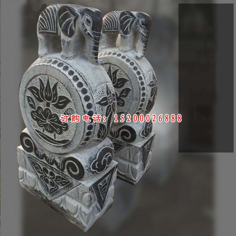 小象石雕门墩，仿古抱鼓石