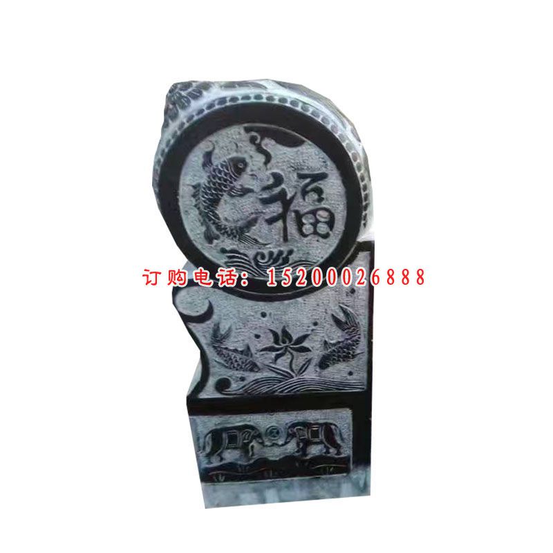 青石鲤鱼抱鼓  石雕庭院景观雕塑