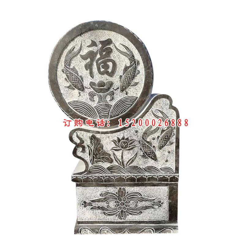 青石鲤鱼抱鼓  石雕庭院门口雕塑