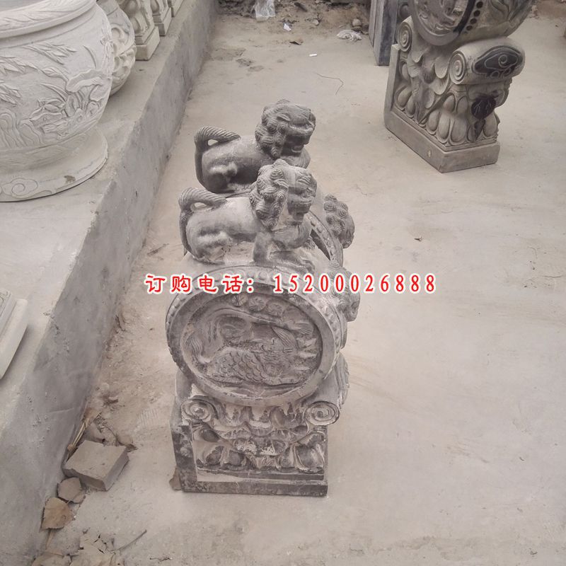 青石抱鼓石，狮子石门墩，仿古石门墩 (2)