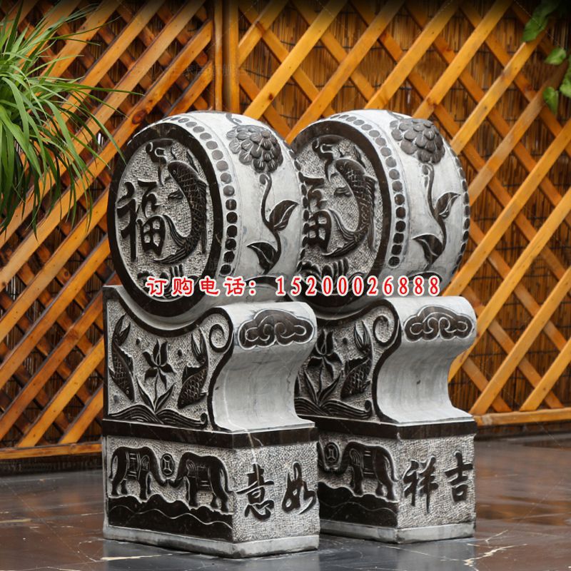 吉祥如意石门墩，酒店抱鼓石雕塑