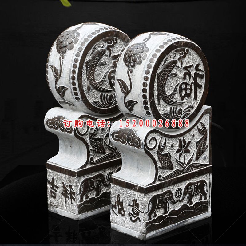 吉祥如意抱鼓石，招财石门墩