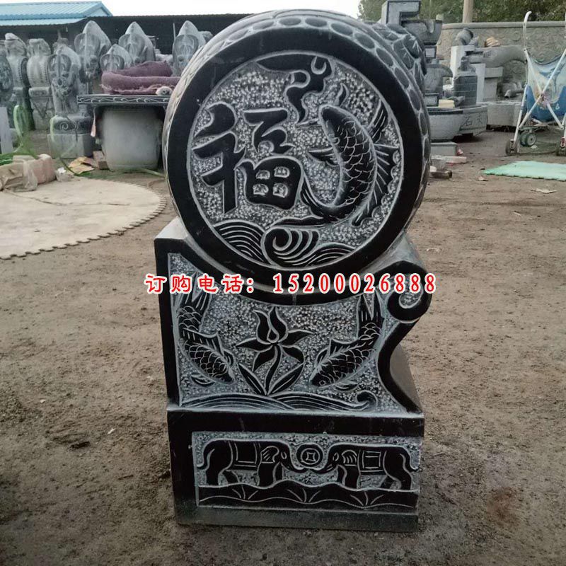 门墩雕塑，青石仿古抱鼓石 (1)