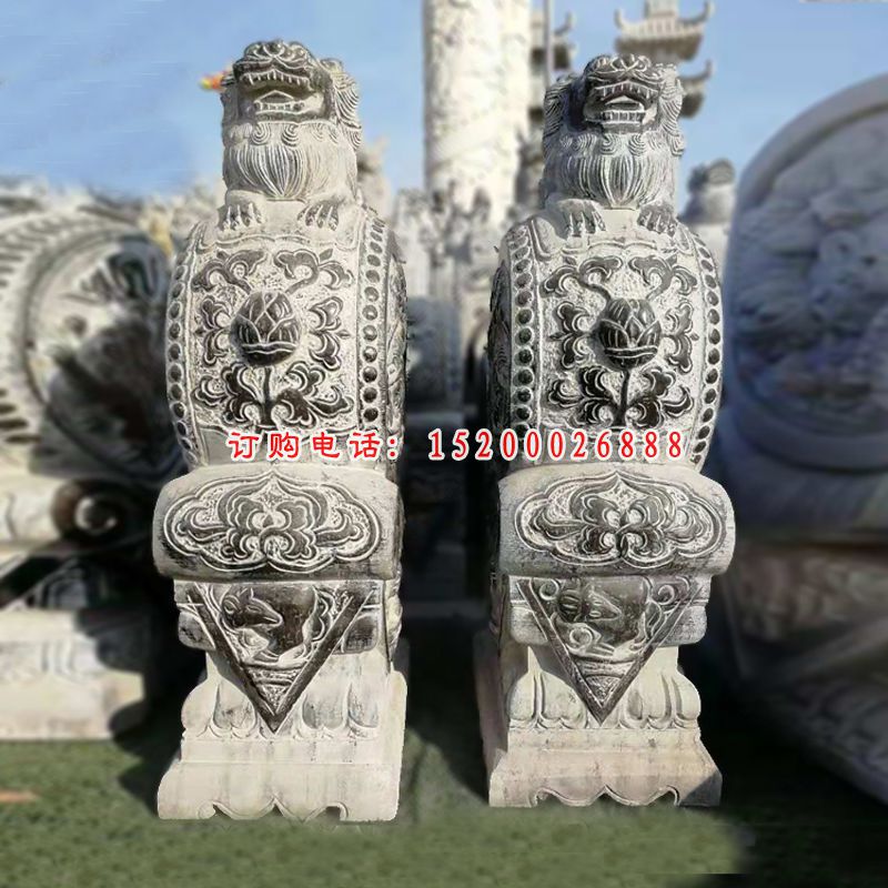 青石狮子抱鼓  石雕庭院招财门墩 (5)