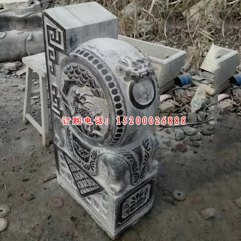 抱鼓石雕塑，仿古石门墩 (2)