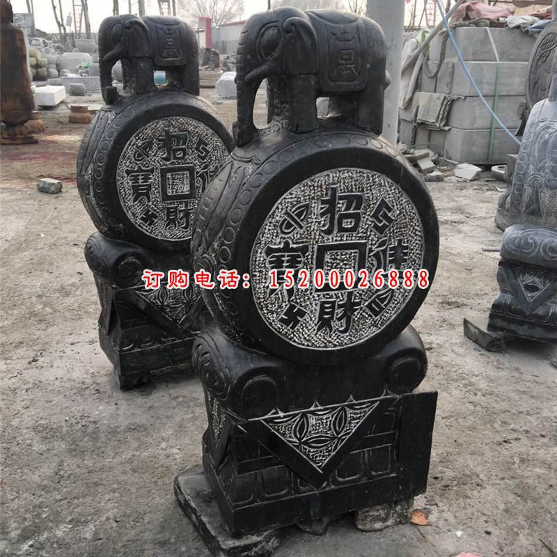 抱鼓石雕塑，小象门墩雕塑