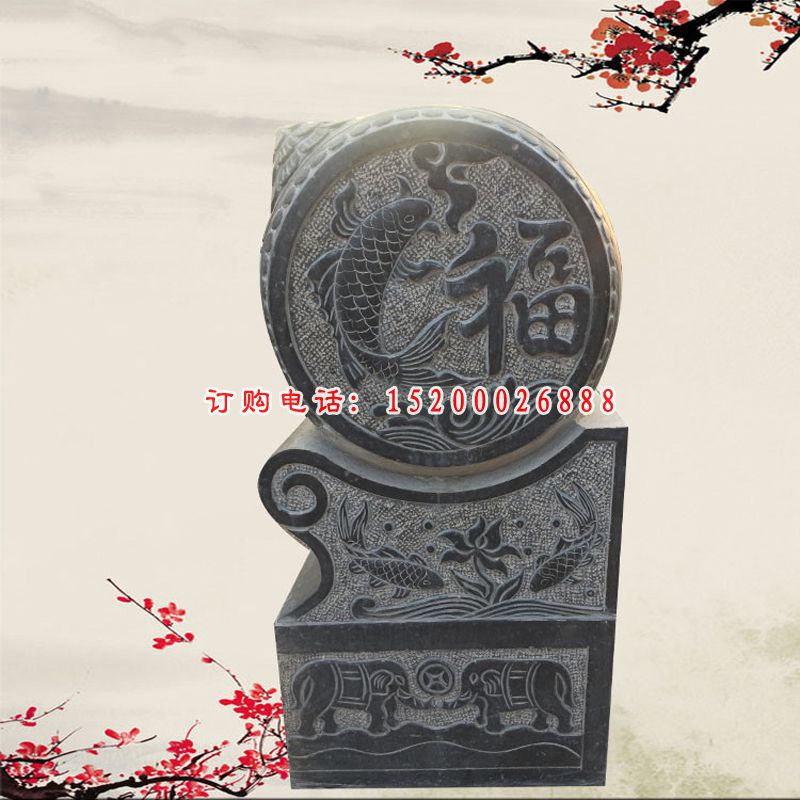 仿古抱鼓石雕塑，镇宅门口雕塑