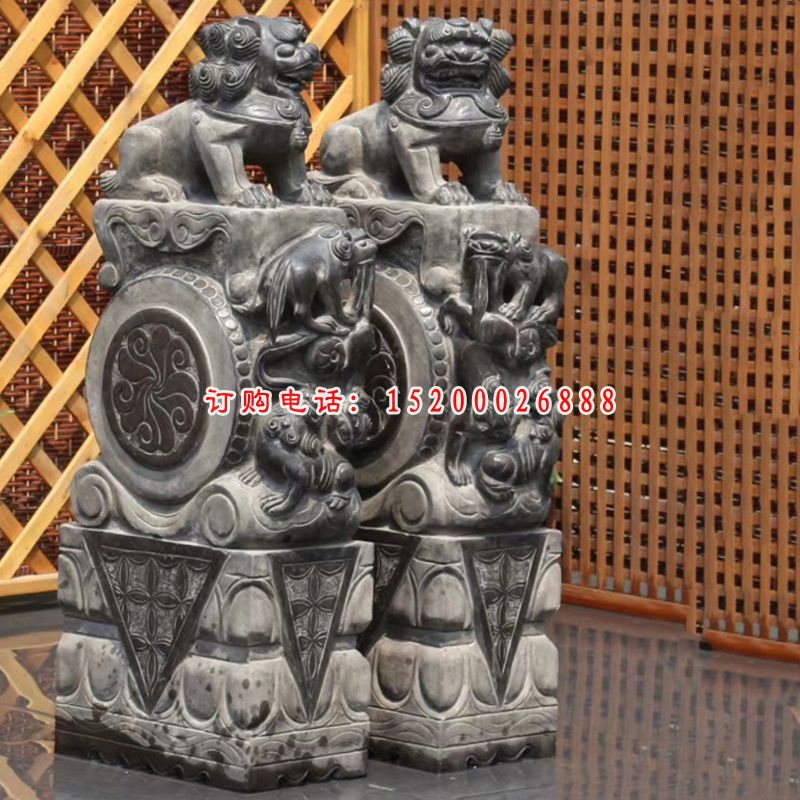 仿古大象抱鼓   石雕庭院景观雕塑 (5)