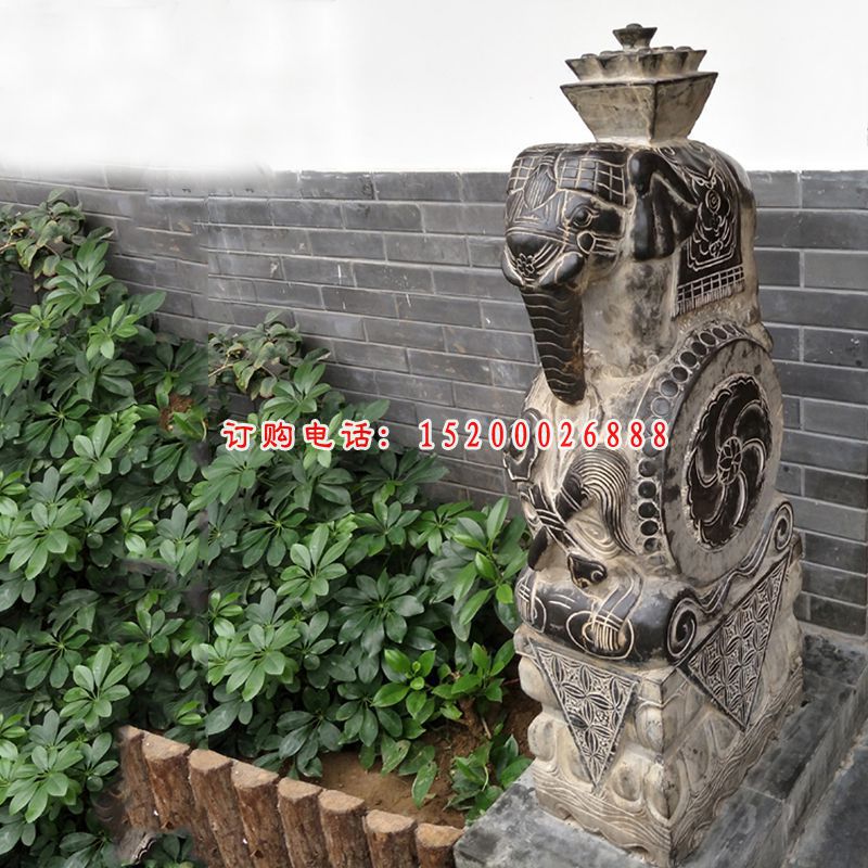 仿古门墩，青石抱鼓石