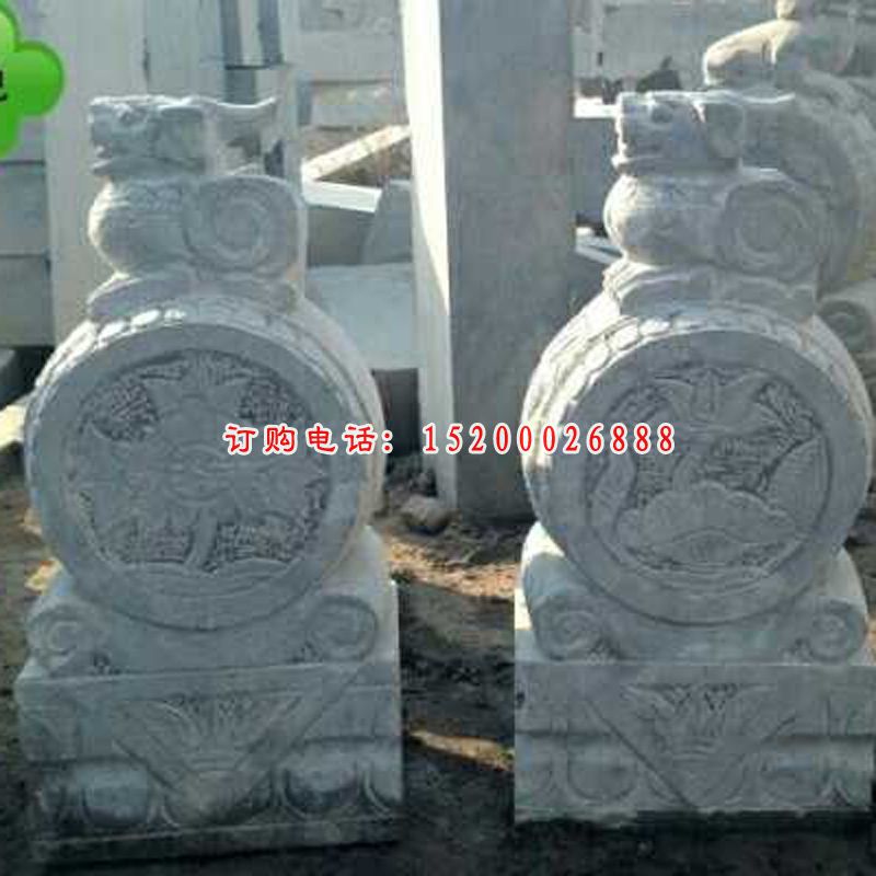 仿古貔貅门墩，大理石抱鼓石
