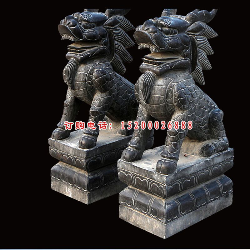 仿古麒麟雕塑，招财石门墩