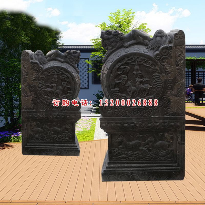 仿古麒麟门墩，门口抱鼓石