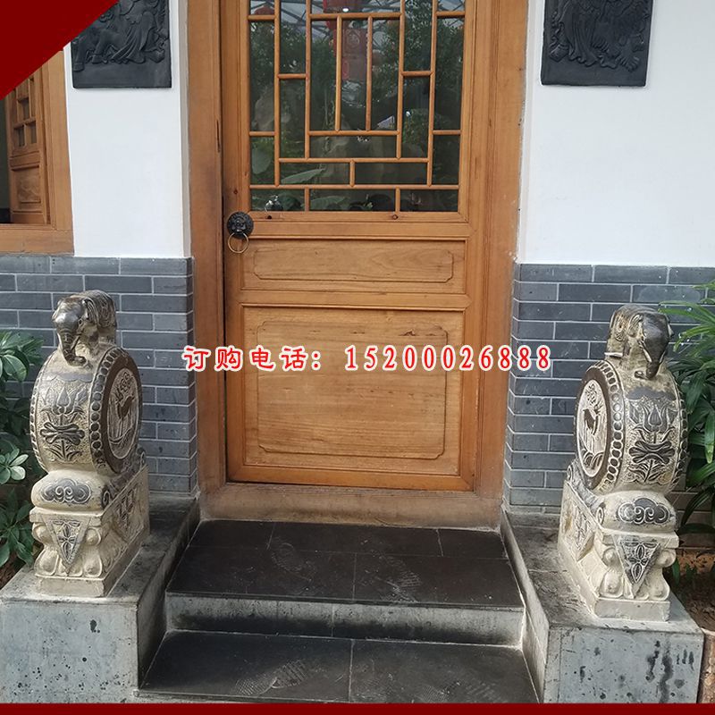 仿古狮子抱鼓  石雕庭院门口雕塑