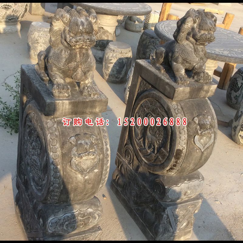 公园景观雕塑，狮子抱鼓石雕塑