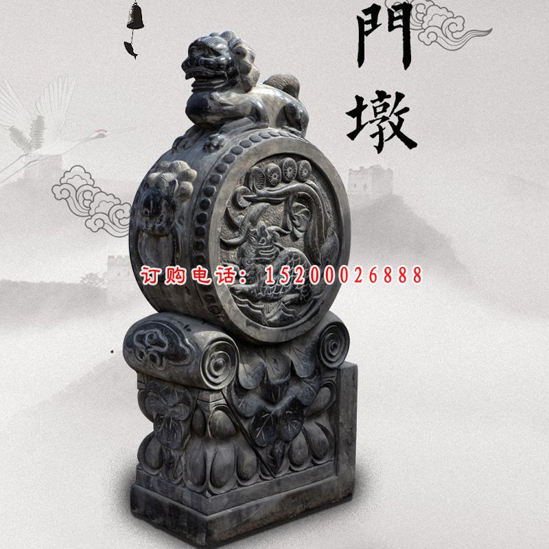 仿古狮子门墩 门口抱鼓石雕塑