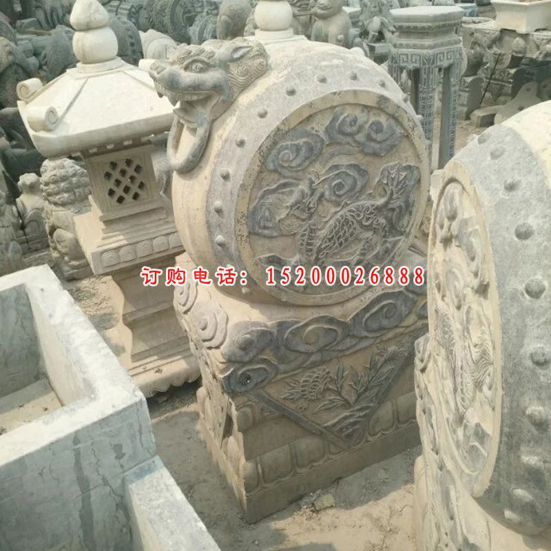 仿古石雕门墩，石抱鼓雕塑