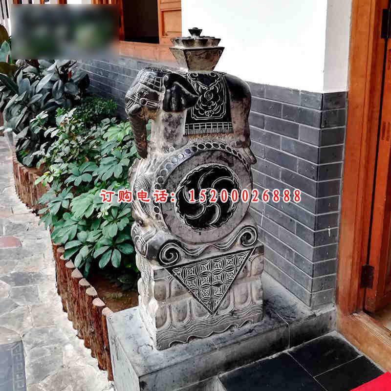 仿古石雕门墩，小象石门墩