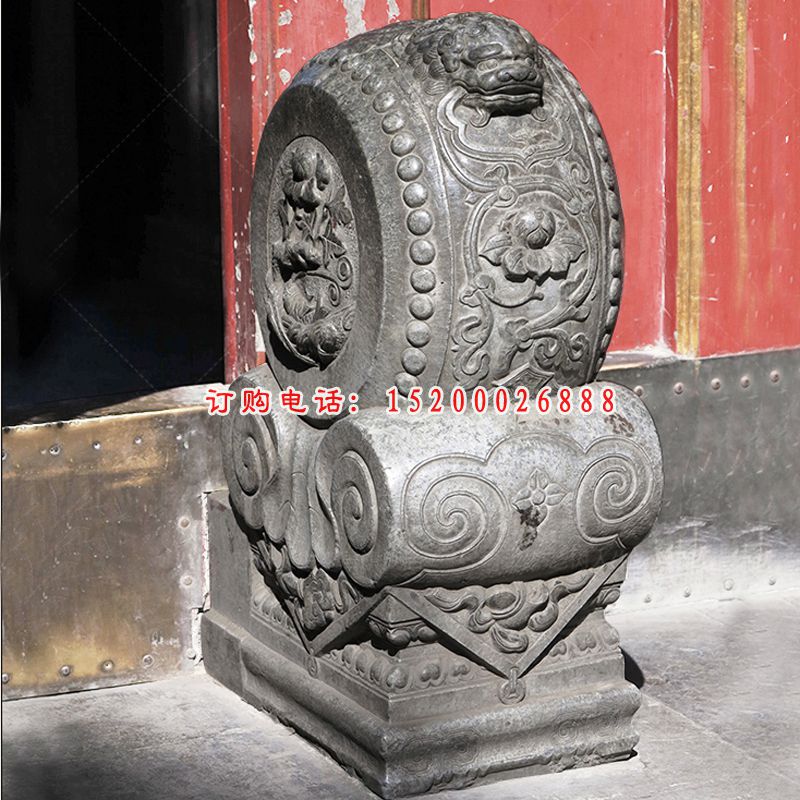 仿古石门墩，寺庙抱鼓石