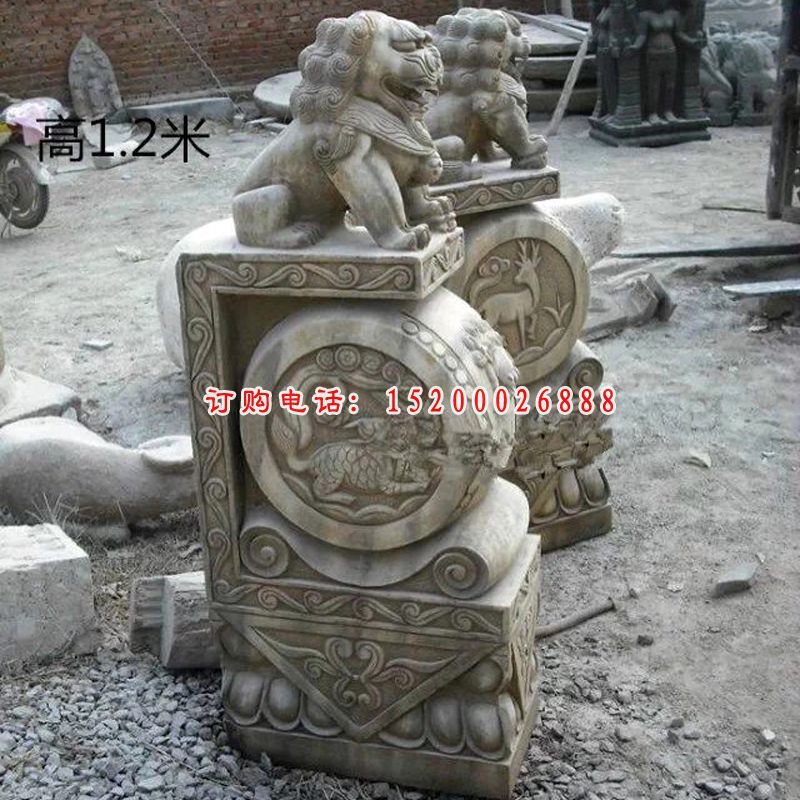 仿古石门墩，狮子门墩