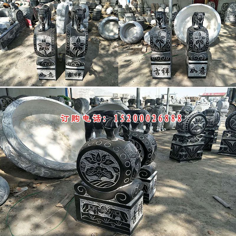 吉祥如意大象门墩，门墩抱鼓石