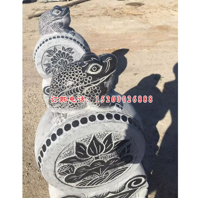金蟾抱鼓石雕塑，招财石雕