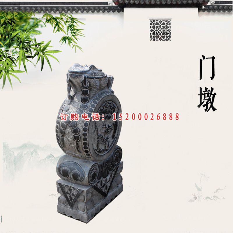 金蟾石门墩，招财抱鼓石