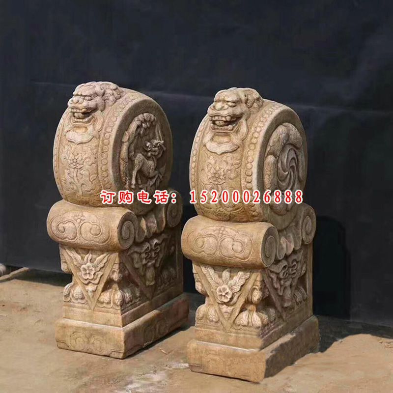 门鼓石雕，仿古门墩雕塑 (1)