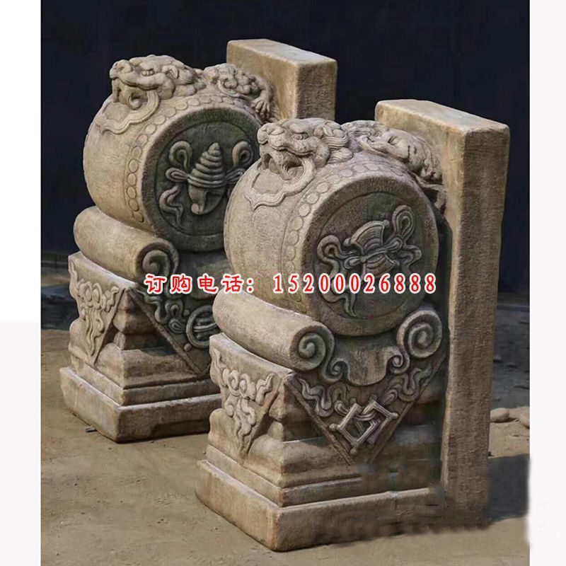 门鼓石雕，仿古门墩雕塑 (2)