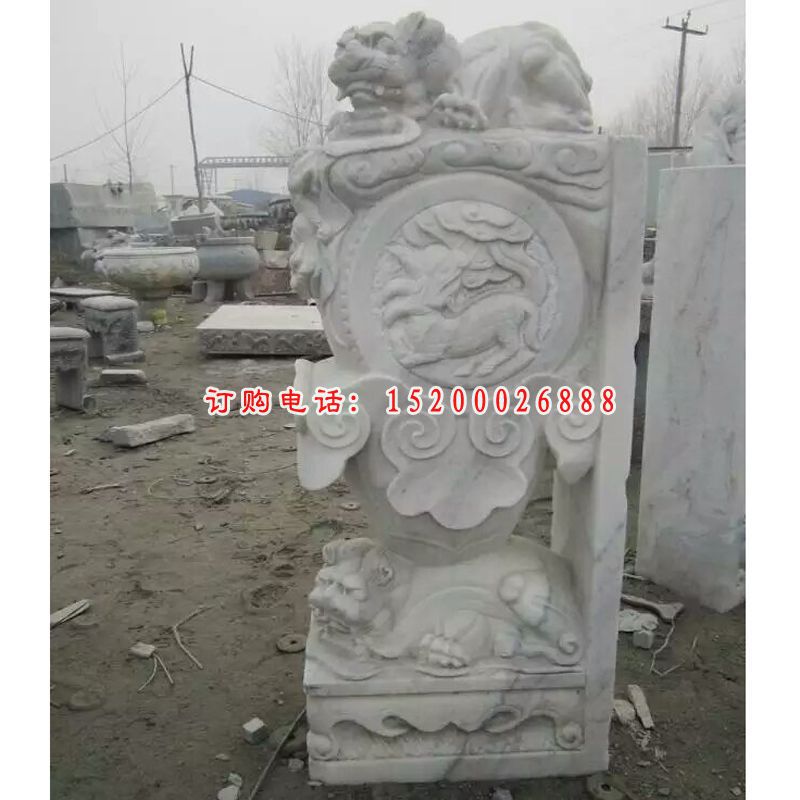 狮子门墩雕塑，仿古石雕门墩 (2)