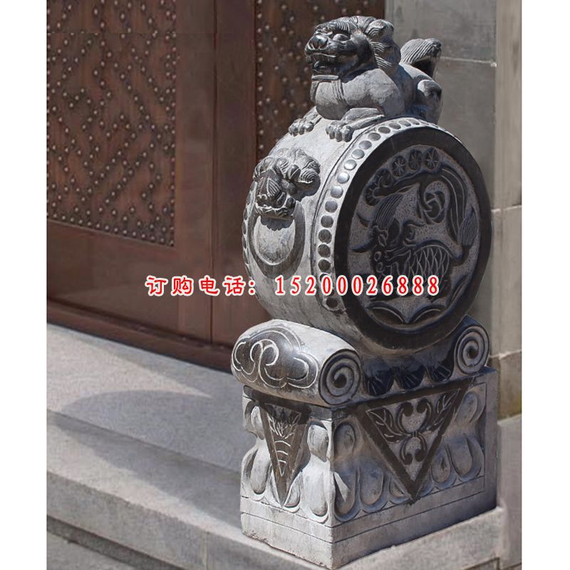 狮子青石门墩，仿古石门墩