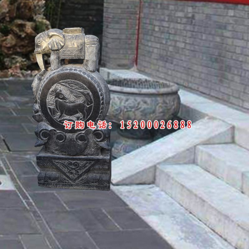 青石大象抱鼓    石雕庭院门口摆件