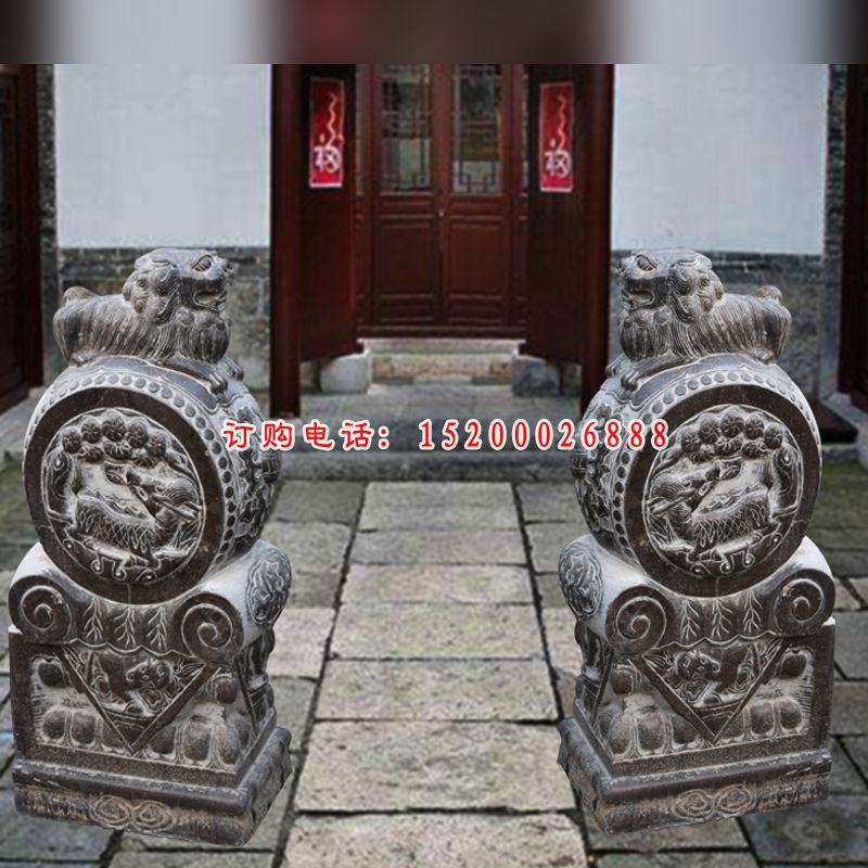 青石门墩雕塑  石雕门口雕塑 (4)